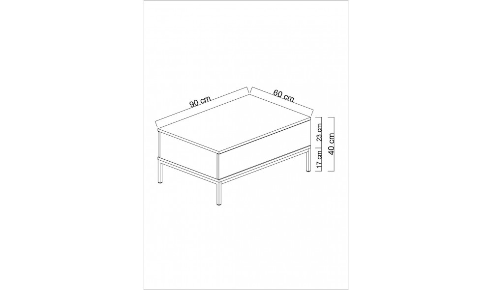 Masuta de cafea, Lord, NegruAlb, 90 x 40 x 60 cm