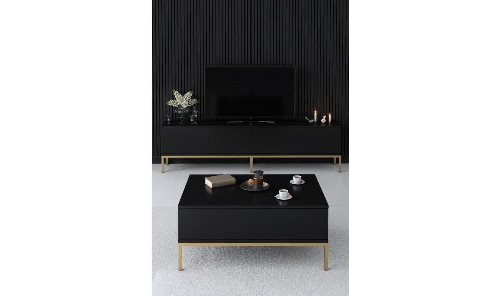 Suport TV, Lord, NegruAur, 180 x 47 x 30 cm