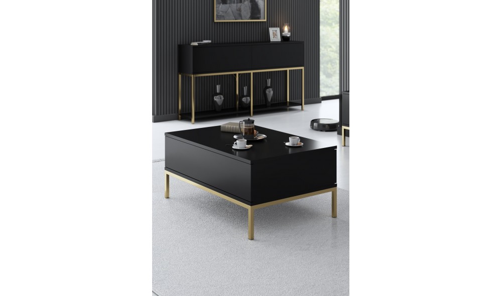 Masuta de cafea, Lord, NegruAur, 90 x 40 x 60 cm