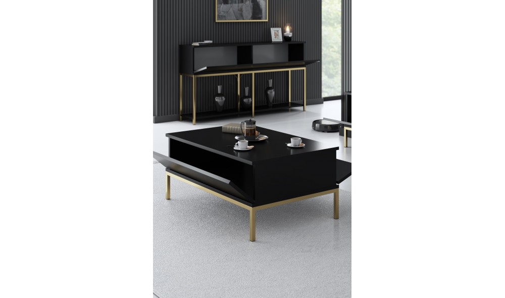 Masuta de cafea, Lord, NegruAur, 90 x 40 x 60 cm