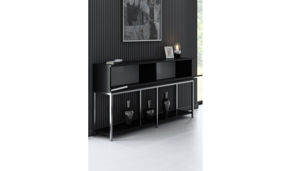 Consola, Lord, NegruArgint, 150 x 80 x 30 cm