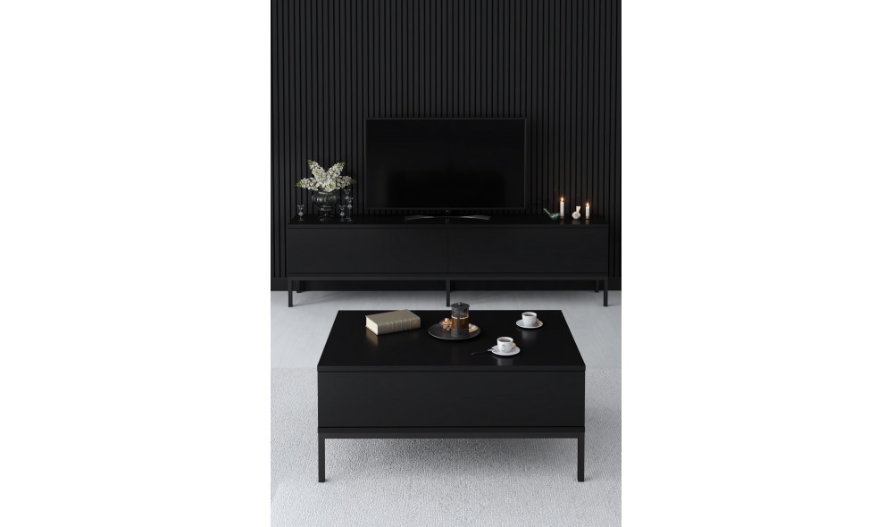 Suport TV, Lord, Negru, 180 x 47 x 30 cm