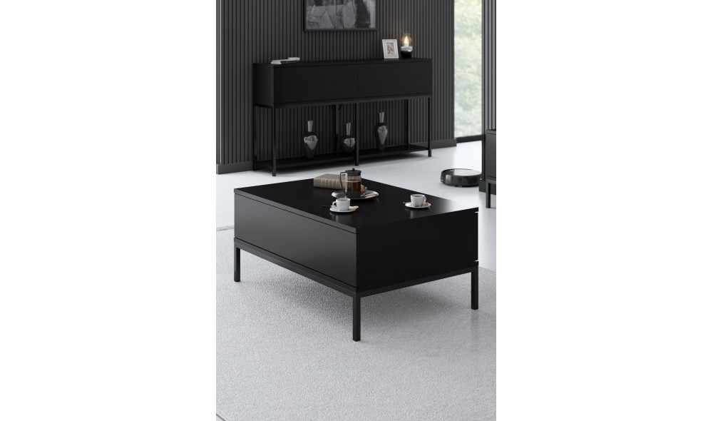 Masuta de cafea, Lord, Negru, 90 x 40 x 60 cm