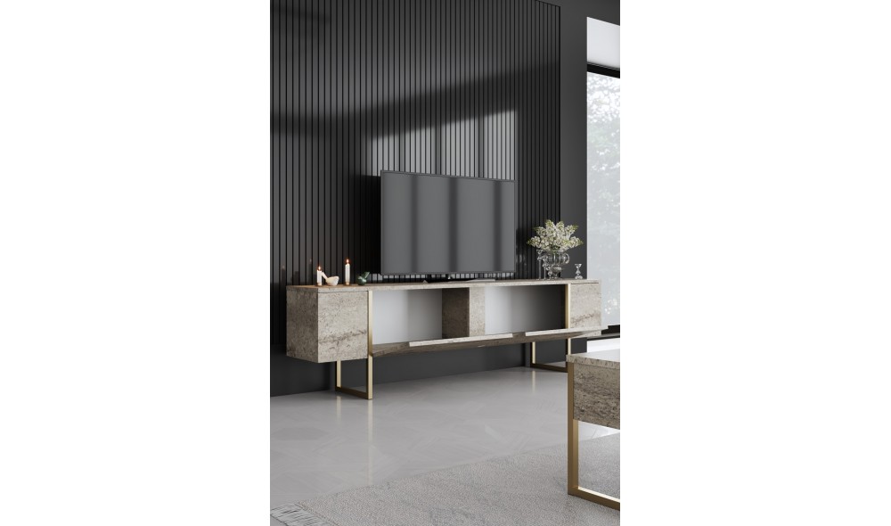 Set Mobila Sufragerie, Luxe Set, TravertinAur, 180 x 47 x 30 cm