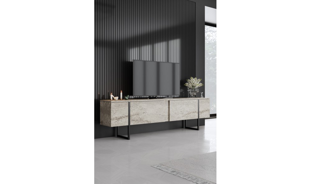 Suport TV, Luxe, TravertinNegru, 180 x 50 x 30 cm