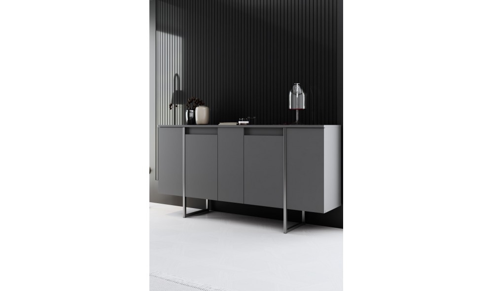 Consola, Luxe, AntracitArgint, 160 x 80 x 35 cm