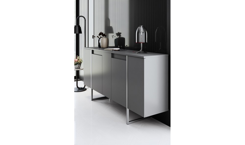 Consola, Luxe, AntracitArgint, 160 x 80 x 35 cm