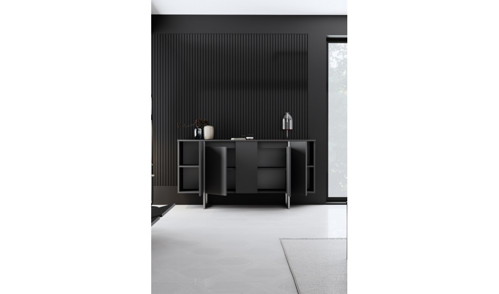 Consola, Luxe, AntracitArgint, 160 x 80 x 35 cm