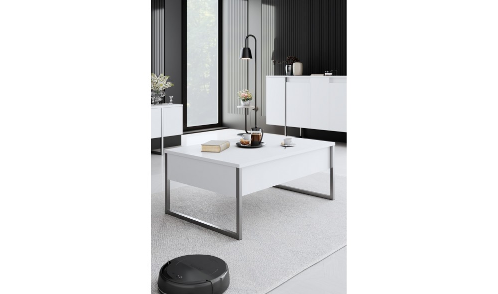 Masuta de cafea, Luxe, AlbArgint, 90 x 40 x 60 cm