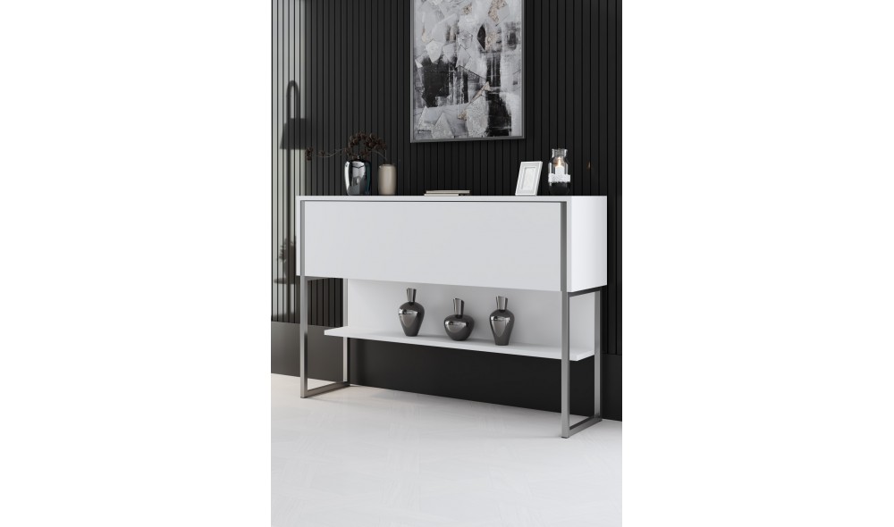 Comoda, Luxe, ArgintAlb, 120 x 80 x 30 cm