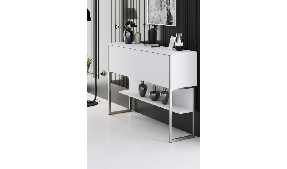 Comoda, Luxe, ArgintAlb, 120 x 80 x 30 cm