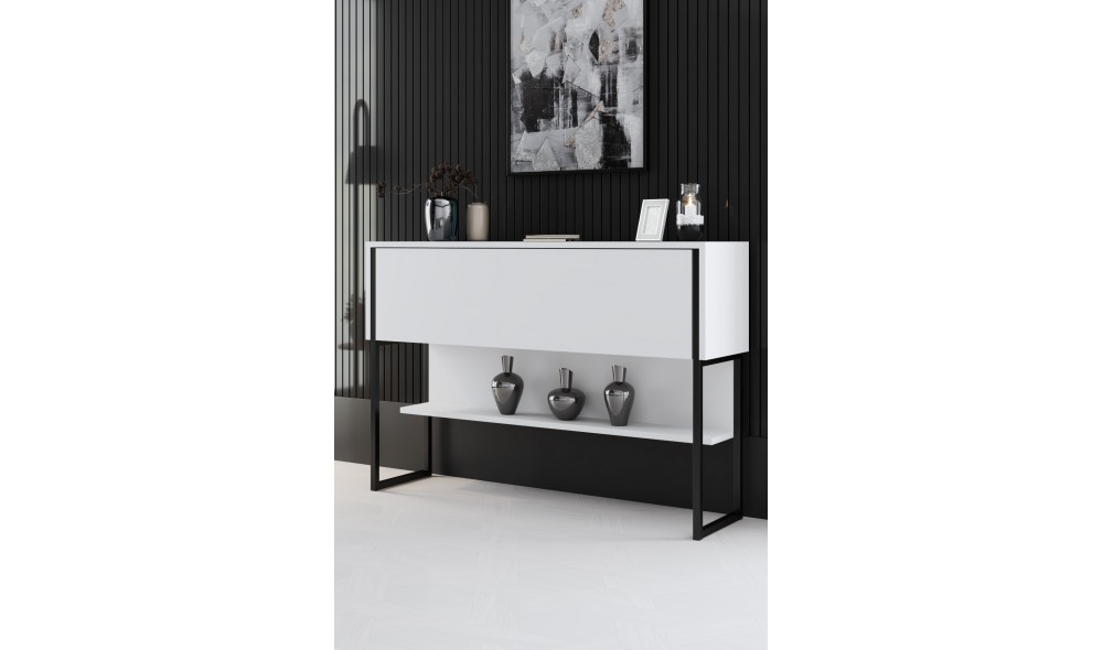 Comoda, Luxe, NegruAlb, 120 x 80 x 30 cm