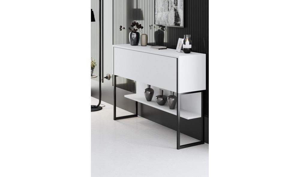 Comoda, Luxe, NegruAlb, 120 x 80 x 30 cm