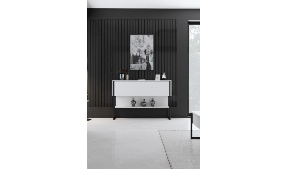 Comoda, Luxe, NegruAlb, 120 x 80 x 30 cm