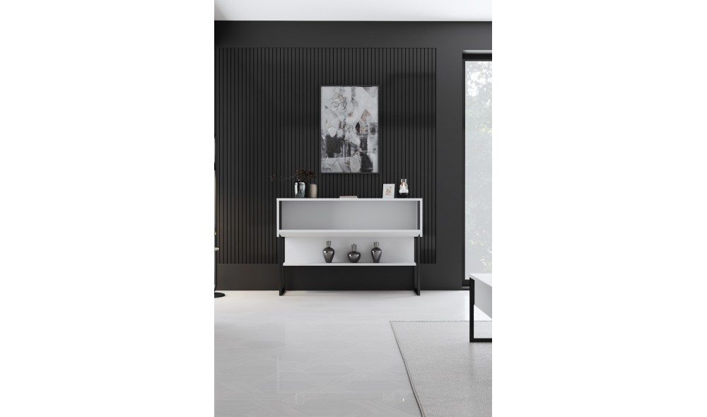 Comoda, Luxe, NegruAlb, 120 x 80 x 30 cm