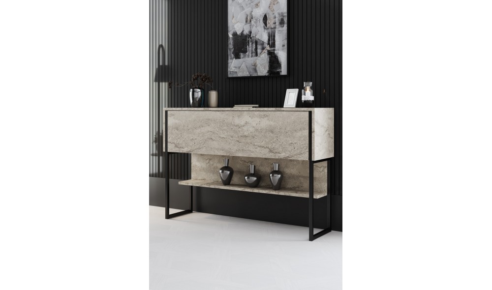 Comoda, Luxe, TravertinNegru, 120 x 80 x 30 cm