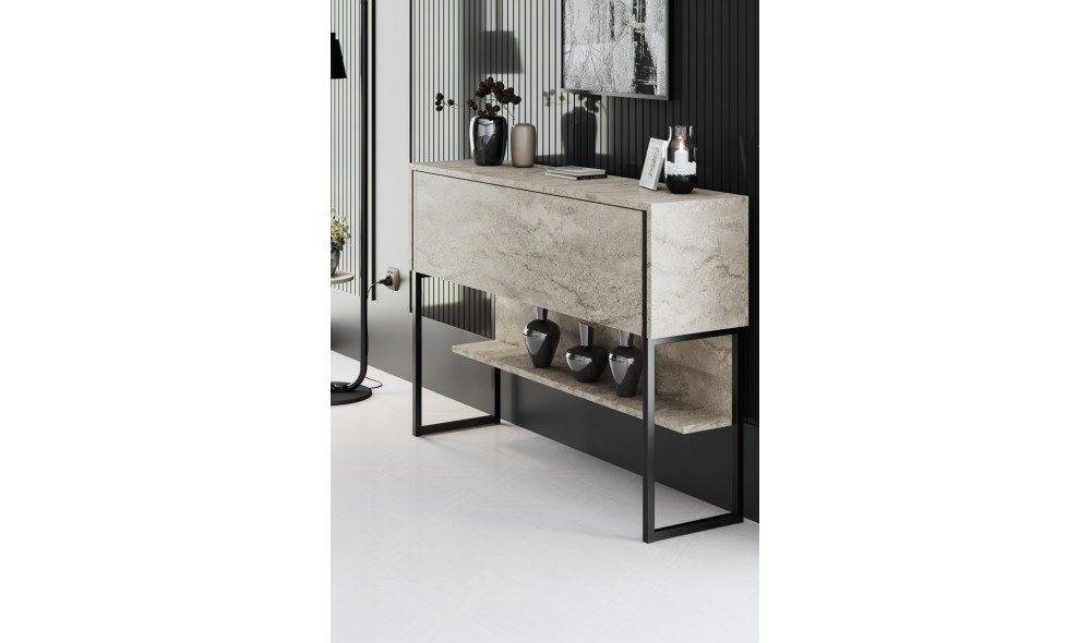 Comoda, Luxe, TravertinNegru, 120 x 80 x 30 cm