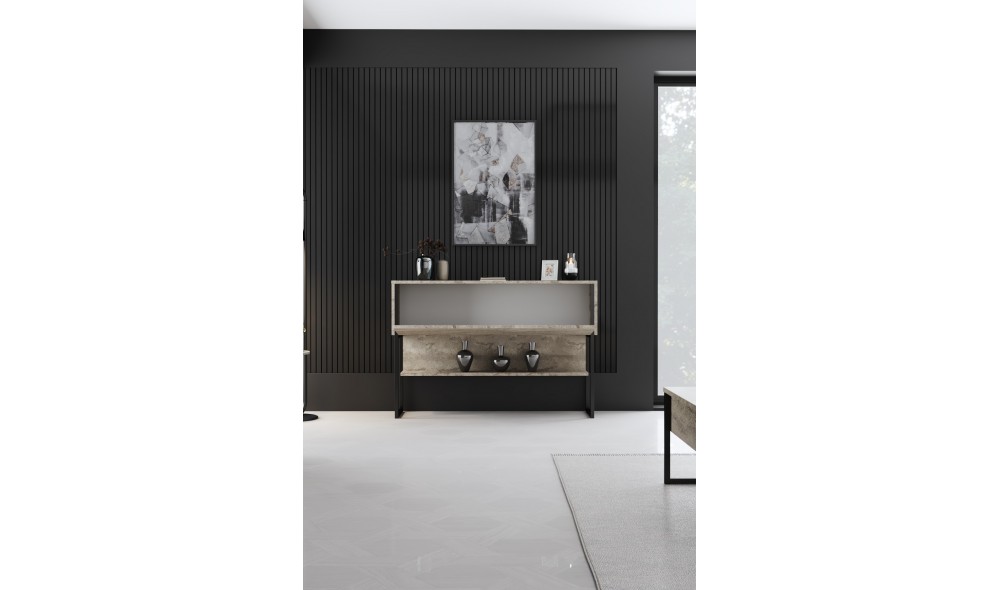 Comoda, Luxe, TravertinNegru, 120 x 80 x 30 cm