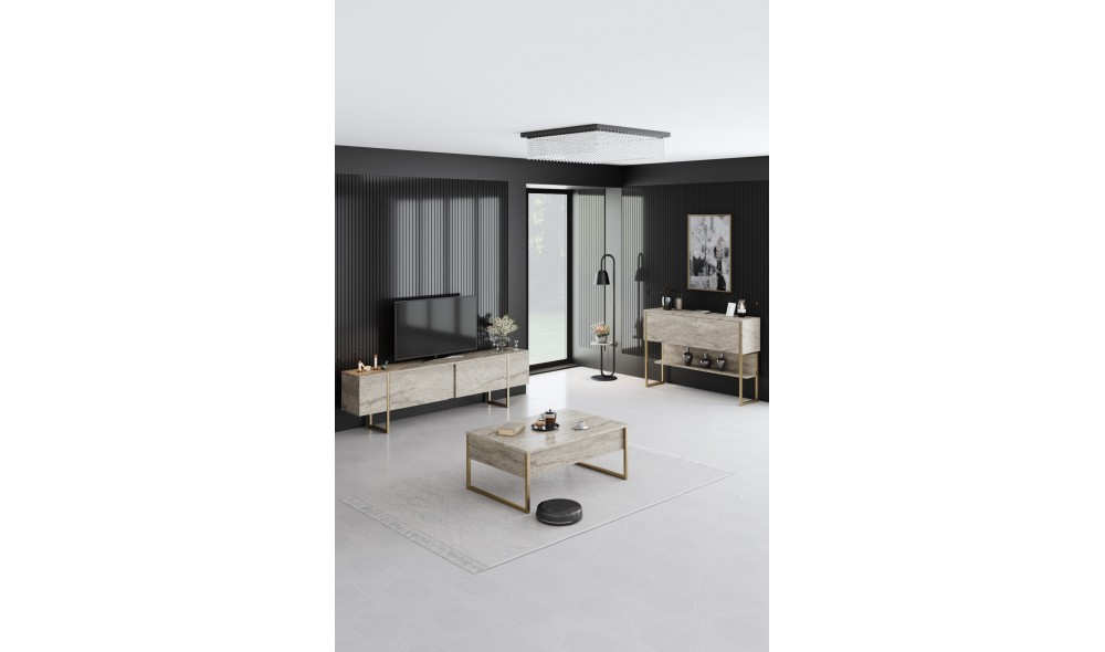 Comoda, Luxe, TravertinAur, 120 x 80 x 30 cm