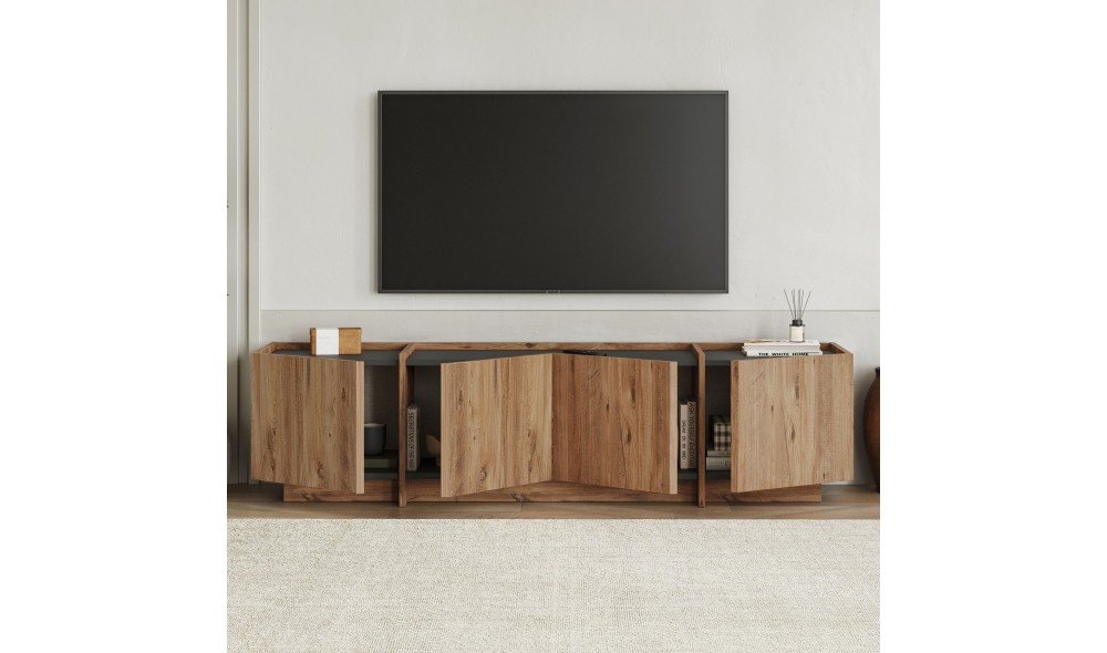 Comoda TV, Lowen - Atlantic Pine, Anthracite, 180 x 46 x 35 cm