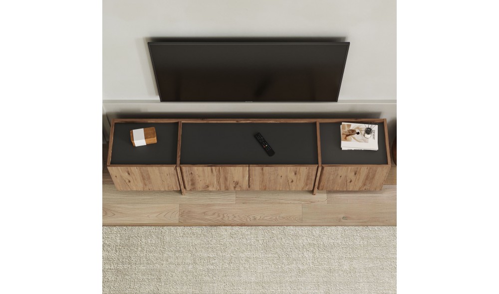 Comoda TV, Lowen - Atlantic Pine, Anthracite, 180 x 46 x 35 cm