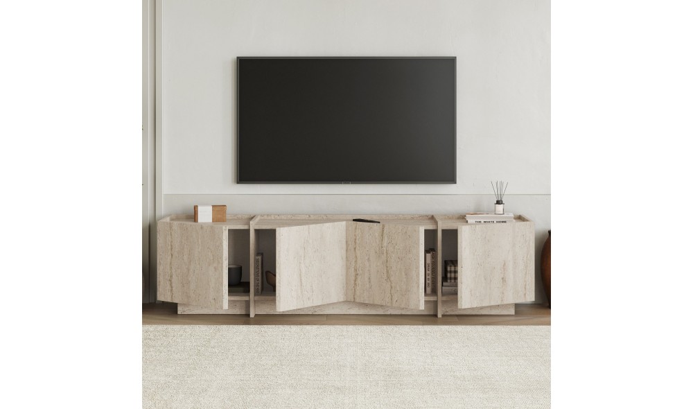 Comoda TV, Lowen - Travertine, 180 x 46 x 35 cm