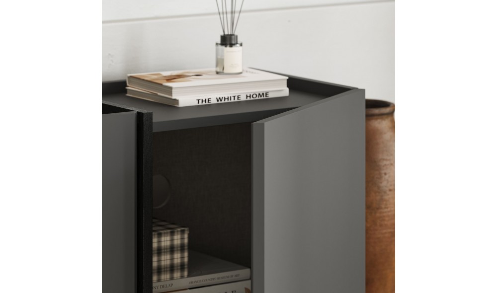 Comoda TV, Lowen - Anthracite, Black, 180 x 46 x 35 cm