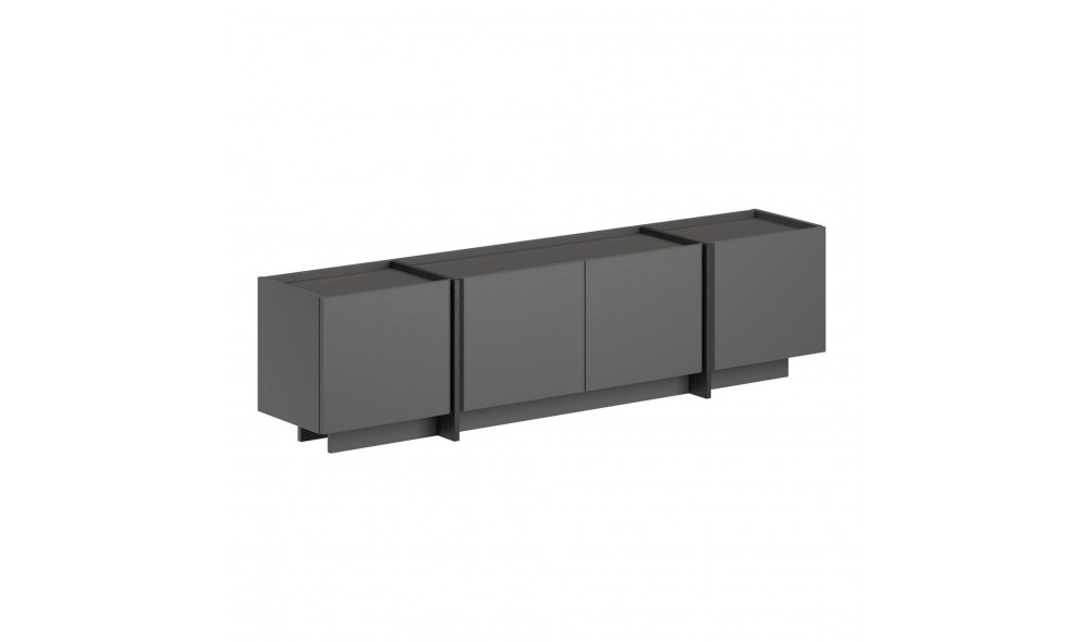 Comoda TV, Lowen - Anthracite, Black, 180 x 46 x 35 cm