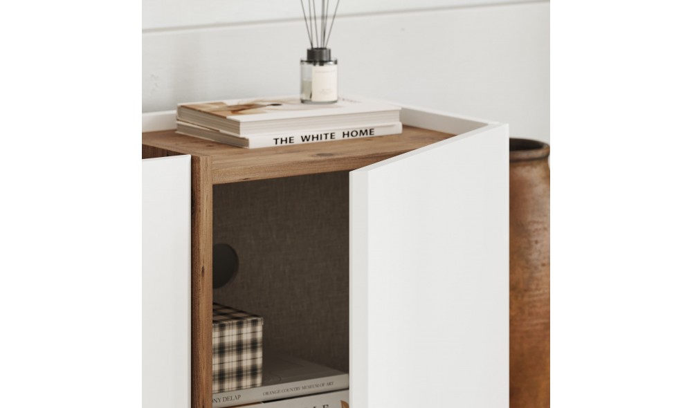 Comoda TV, Lowen - White, Atlantic Pine, 180 x 46 x 35 cm