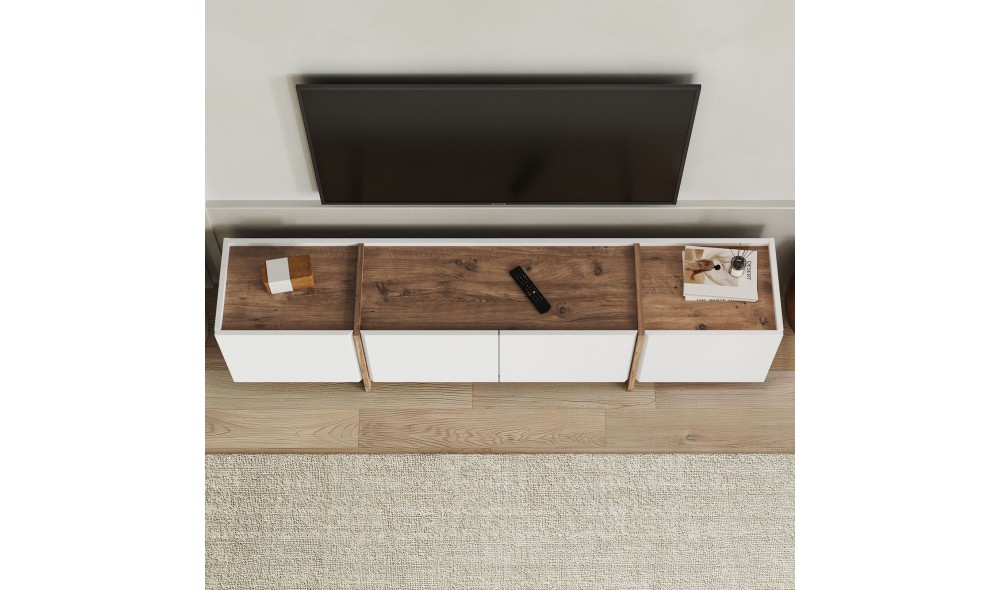 Comoda TV, Lowen - White, Atlantic Pine, 180 x 46 x 35 cm