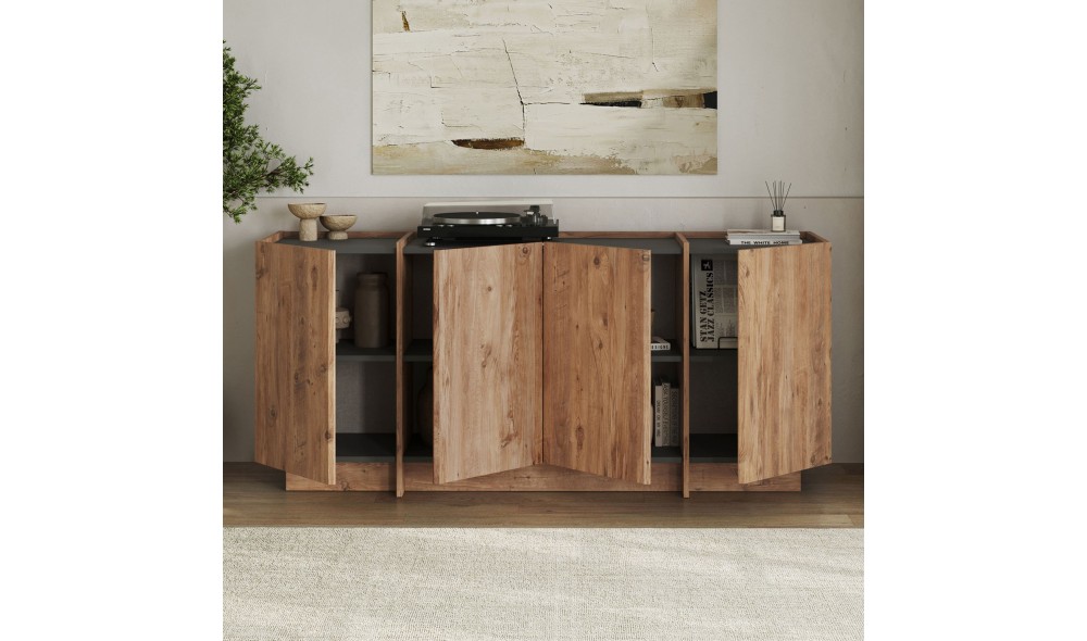 Consola, Dorma - Atlantic Pine, Anthracite, 180 x 80 x 45 cm