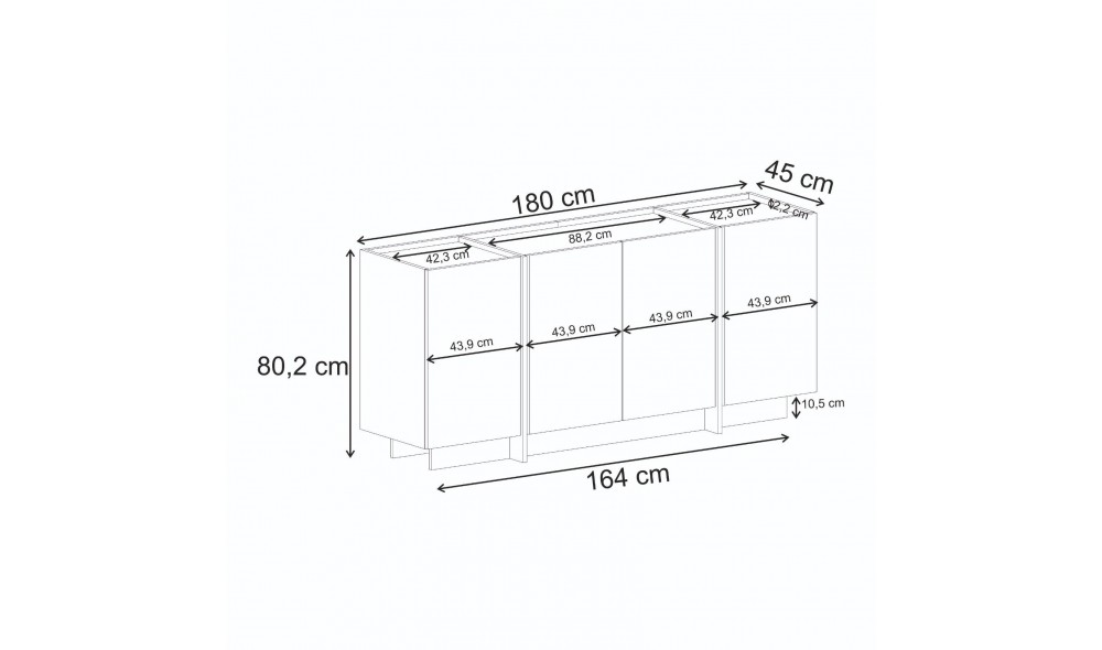 Consola, Dorma - Atlantic Pine, Anthracite, 180 x 80 x 45 cm