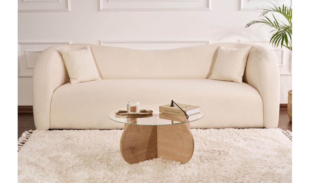 Masuta de cafea, Aeris - Sapphire Oak, Transparent, 75 x 35 x 75 cm