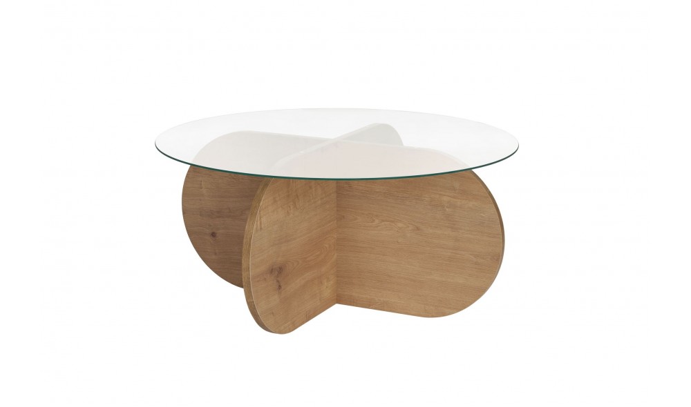 Masuta de cafea, Aeris - Sapphire Oak, Transparent, 75 x 35 x 75 cm