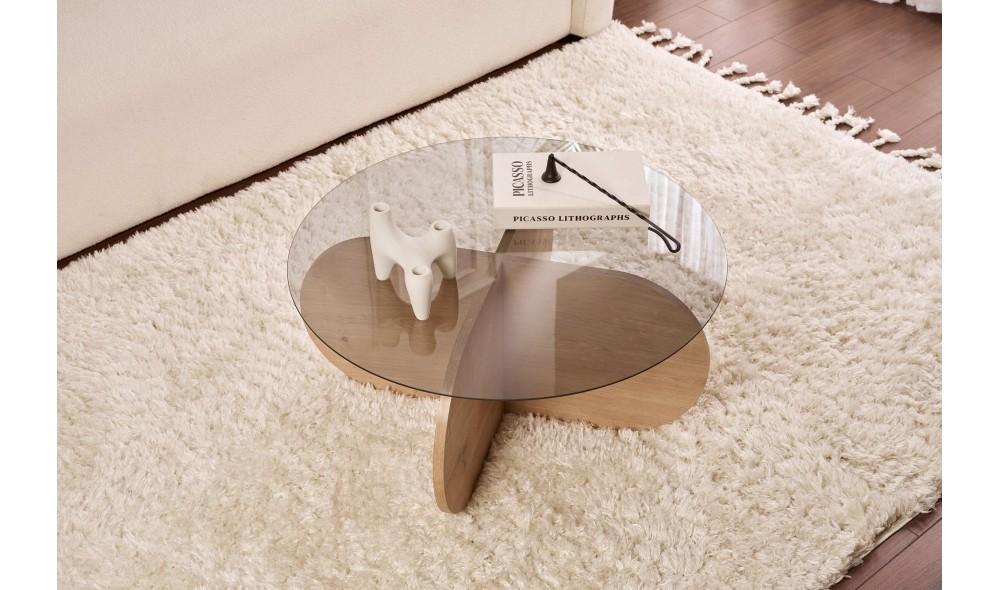 Masuta de cafea, Aeris - Sapphire Oak, Fume, 75 x 35 x 75 cm