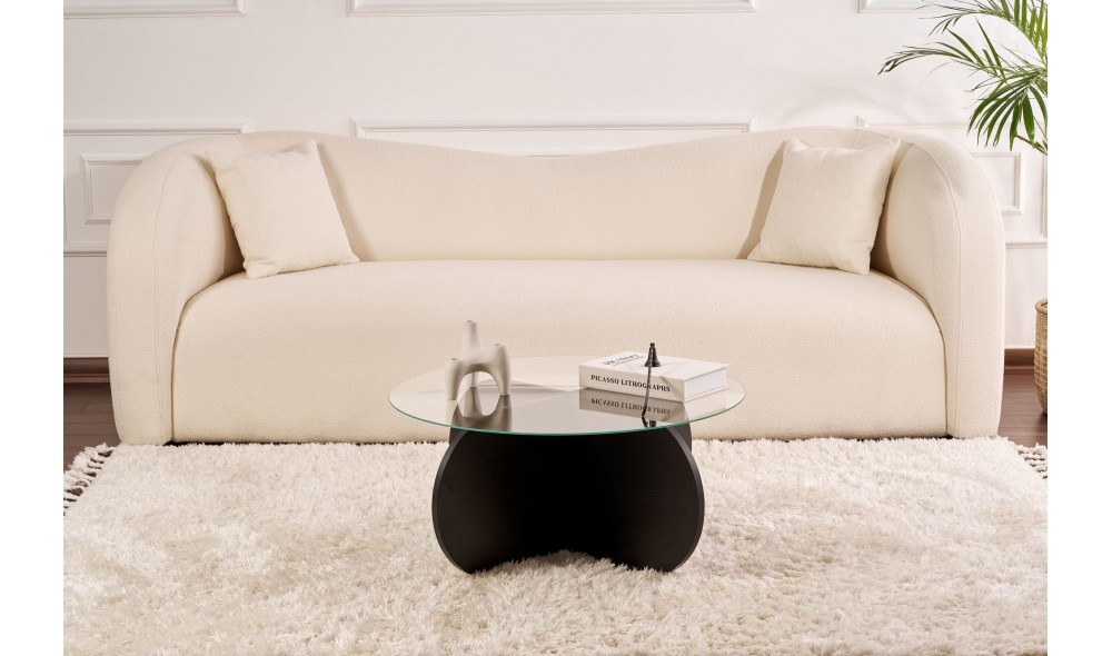 Masuta de cafea, Aeris - Wood Black, Transparent, 75 x 35 x 75 cm