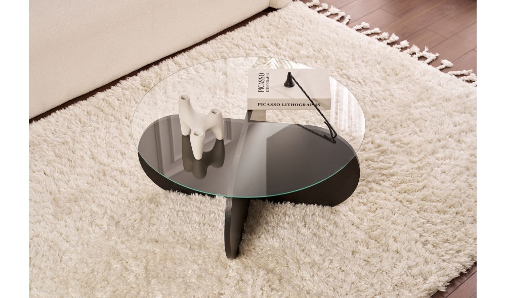 Masuta de cafea, Aeris - Wood Black, Transparent, 75 x 35 x 75 cm