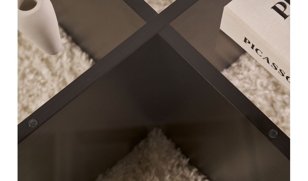 Masuta de cafea, Aeris - Wood Black, Transparent, 75 x 35 x 75 cm