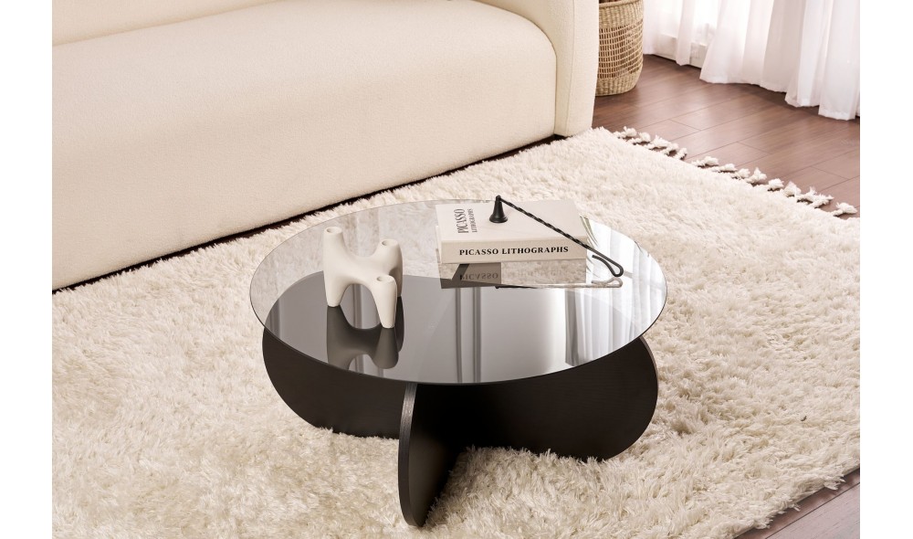 Masuta de cafea, Aeris - Wood Black, Fume, 75 x 35 x 75 cm