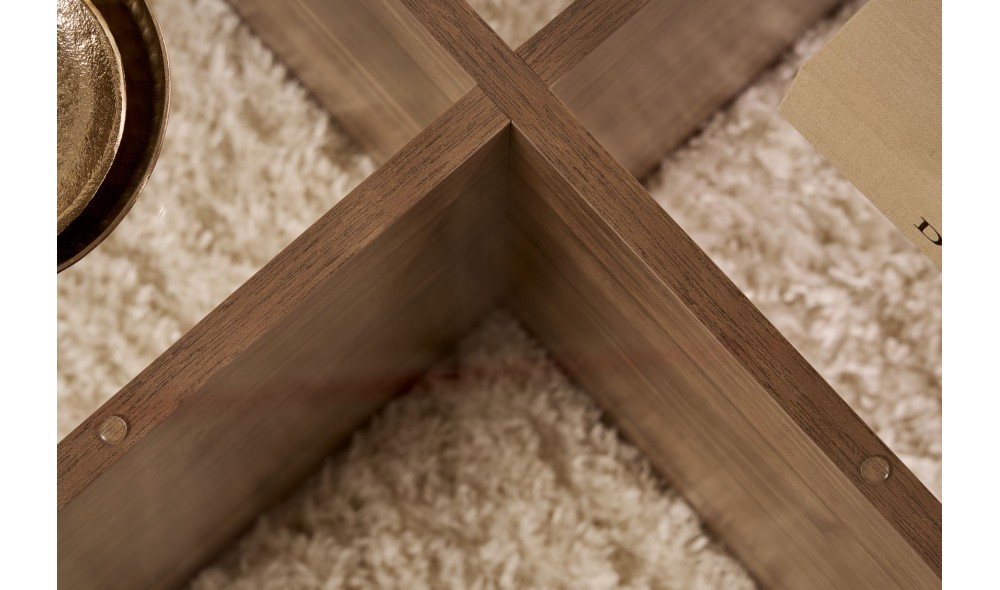 Masuta de cafea, Aeris - Venezia Walnut, Transparent, 75 x 35 x 75 cm