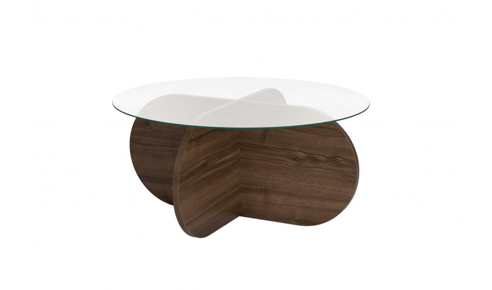 Masuta de cafea, Aeris - Venezia Walnut, Transparent, 75 x 35 x 75 cm