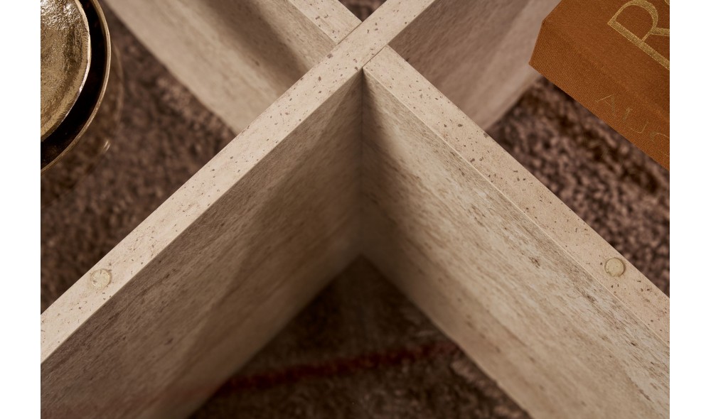 Masuta de cafea, Aeris - Travertine, Transparent, 75 x 35 x 75 cm