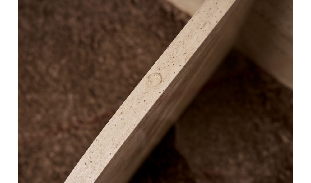 Masuta de cafea, Aeris - Travertine, Transparent, 75 x 35 x 75 cm