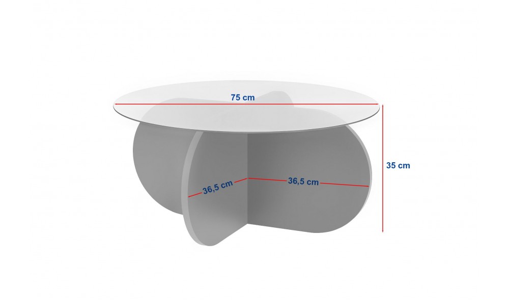 Masuta de cafea, Aeris - Travertine, Transparent, 75 x 35 x 75 cm