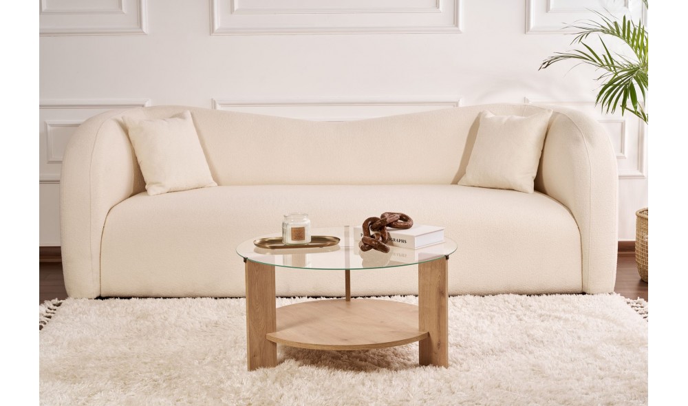 Masuta de cafea, Clara - Sapphire Oak, Transparent, 75 x 40 x 75 cm