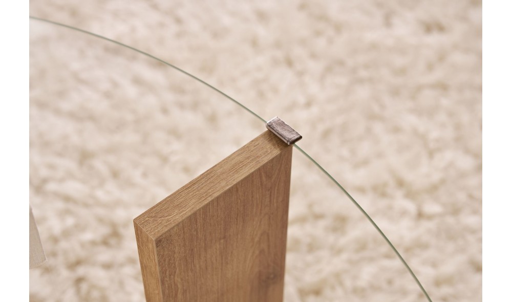 Masuta de cafea, Clara - Sapphire Oak, Transparent, 75 x 40 x 75 cm