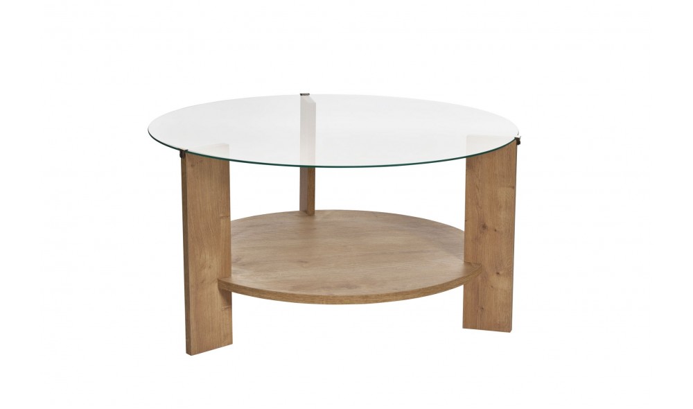 Masuta de cafea, Clara - Sapphire Oak, Transparent, 75 x 40 x 75 cm