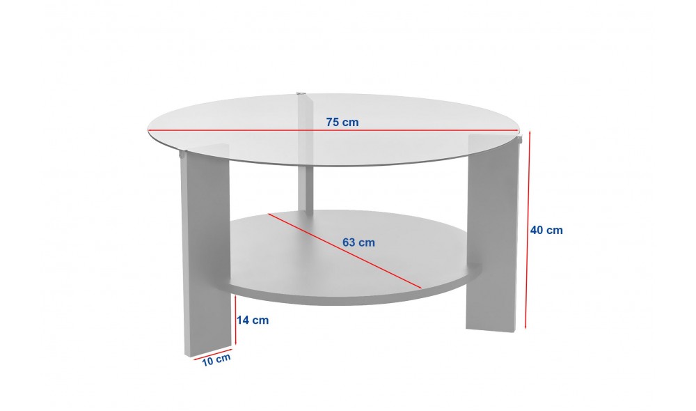 Masuta de cafea, Clara - Sapphire Oak, Transparent, 75 x 40 x 75 cm