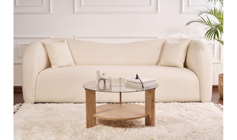 Masuta de cafea, Clara - Sapphire Oak, Fume, 75 x 40 x 75 cm