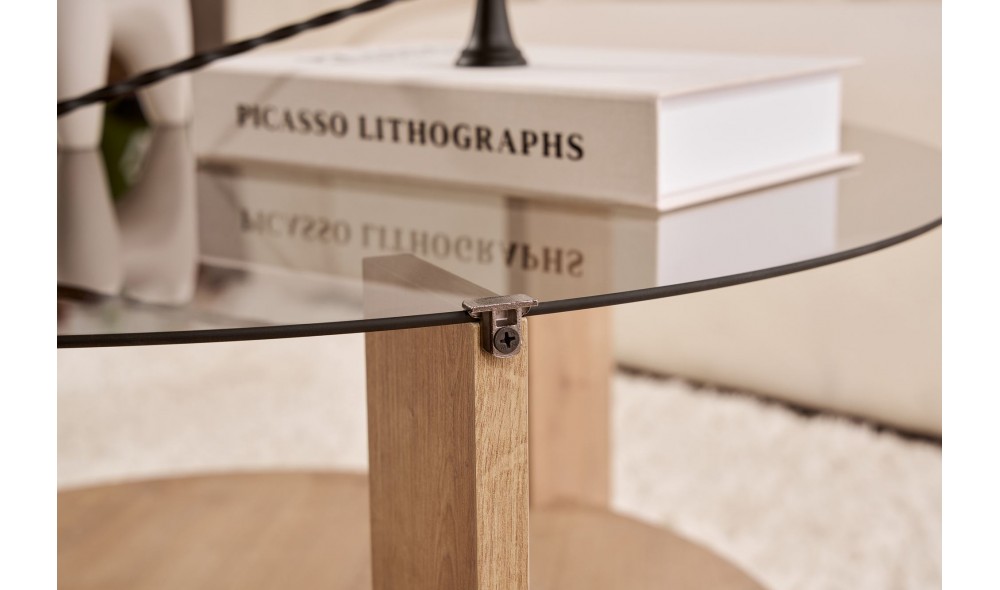 Masuta de cafea, Clara - Sapphire Oak, Fume, 75 x 40 x 75 cm